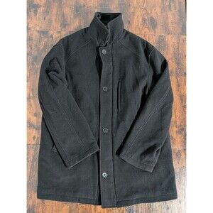 Carlo Palazzi Luxury Cashmere Wool Mens Large Coat Black Button + Zip Overcoat